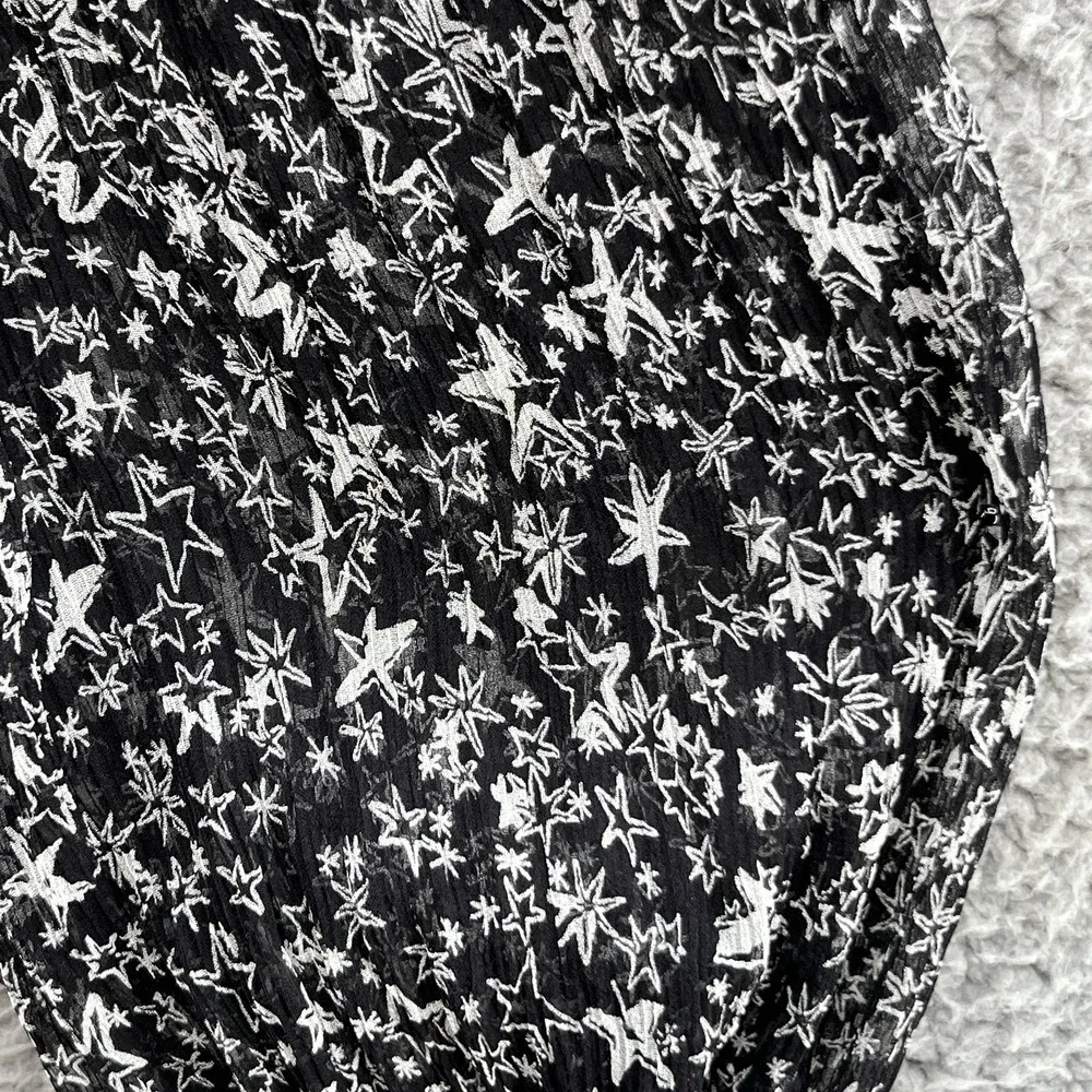 LoveShackFancy Dress XS Blk Scarlett Evening Star Print Smock Ruched Ruffle Mini - Picture 14 of 15